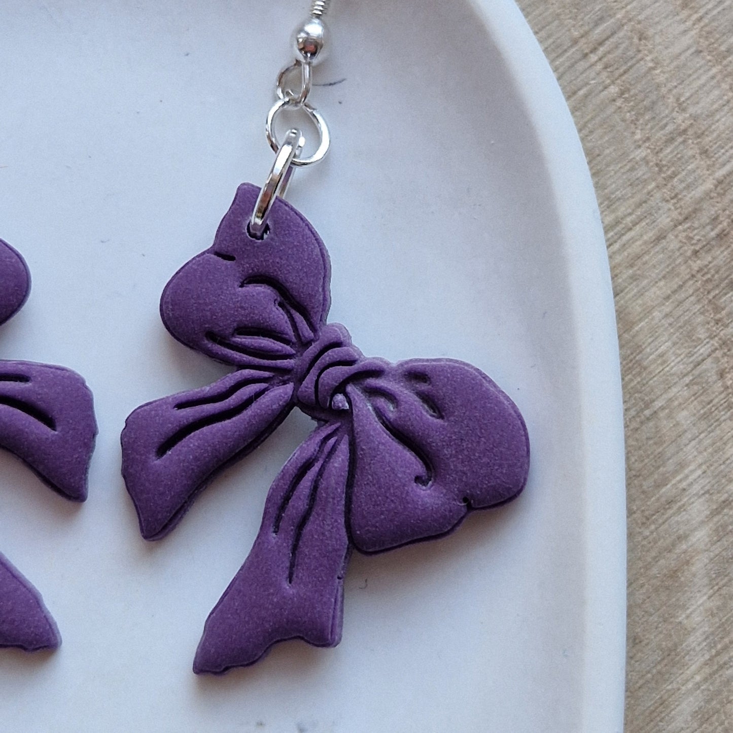 Clay Bow Earrings - Mirabella in Violet