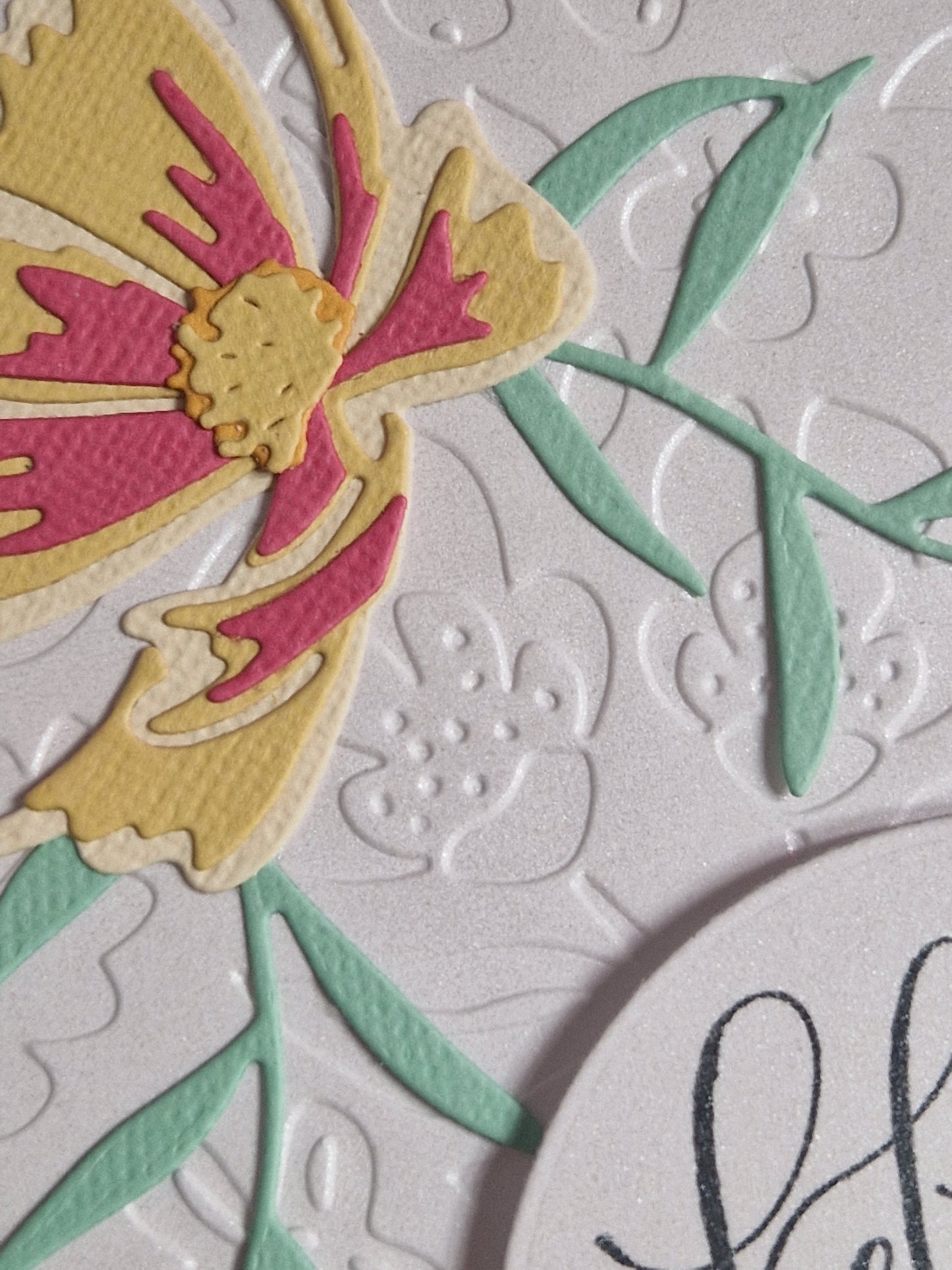 Cosmos Card - Hello Lovely in Lemon and Coral