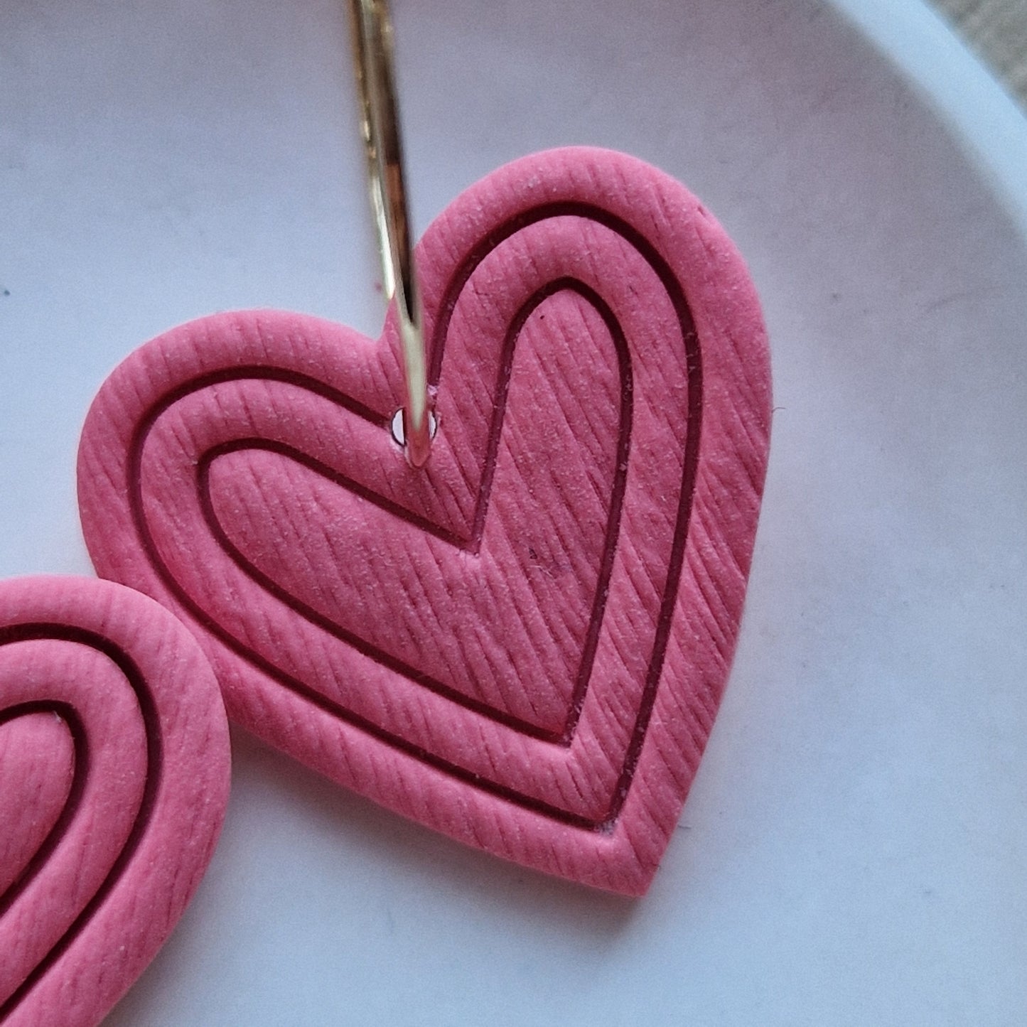 Clay Heart Earrings - Ophelia in Coral