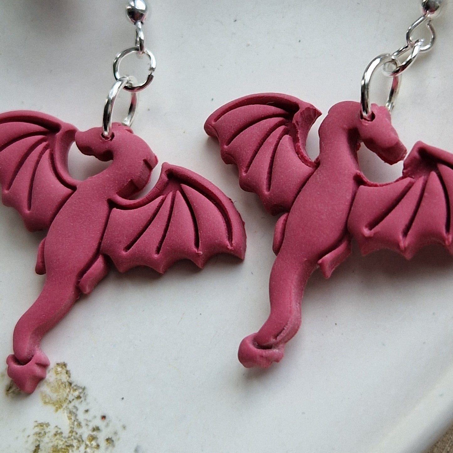 Clay Dragon Earrings - Small Orion in Deep Red