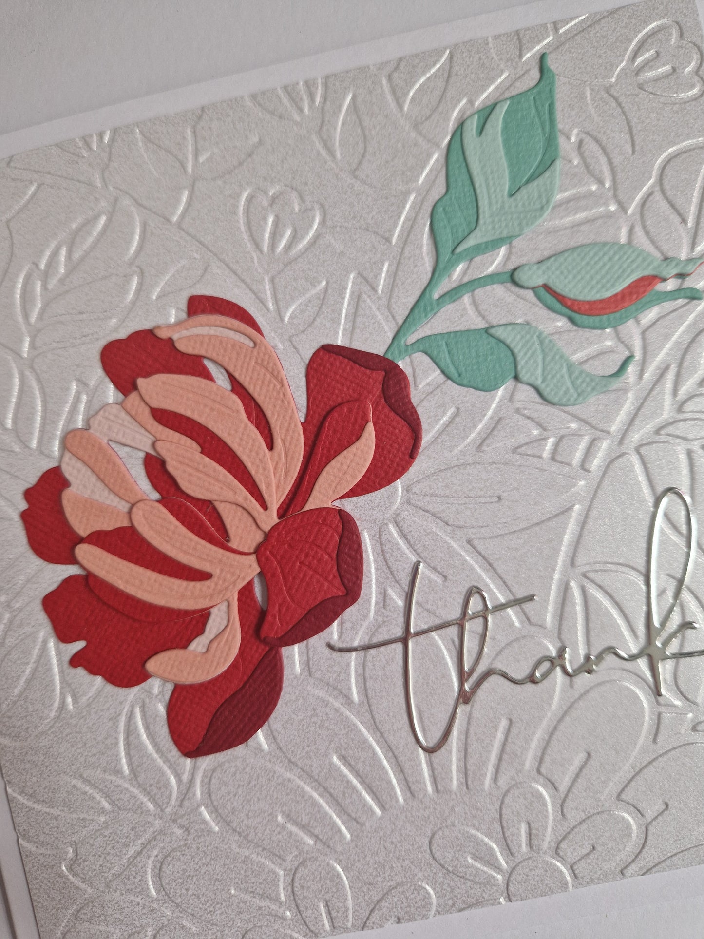 Peony Card - Thanks in Red
