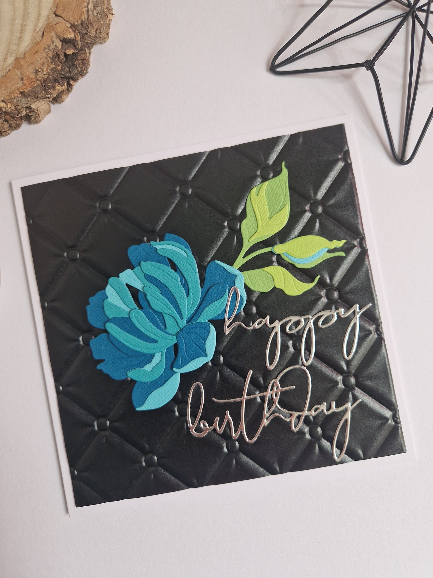 Peony Card - Happy Birthday in Turquoise