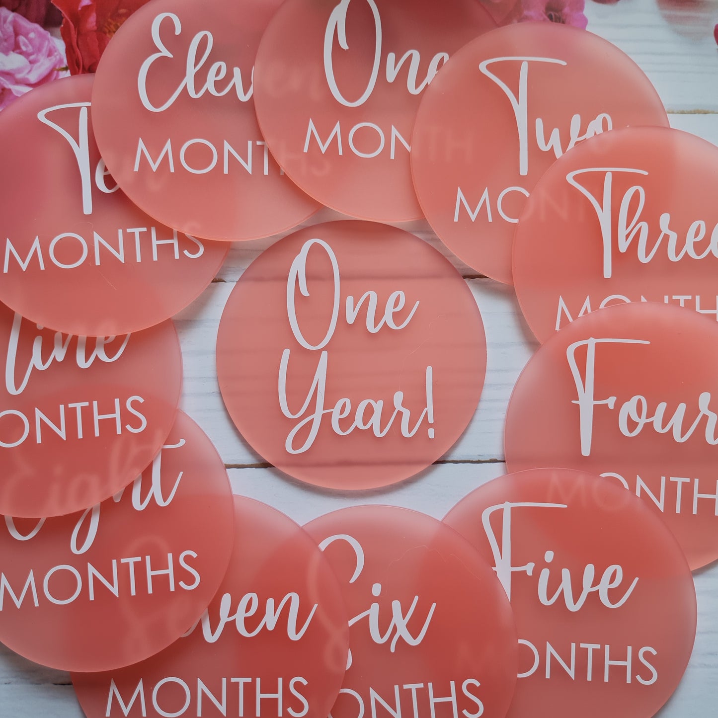 Baby Milestone Discs for Photos - Frosted Pink