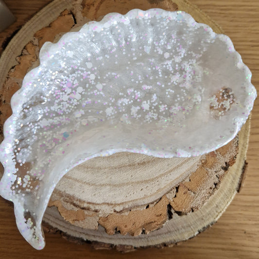 Angel Wing Trinket Dish - White Sparkle