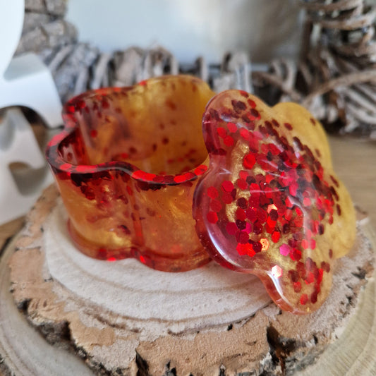 Resin Flower Trinket Box - Red and Gold