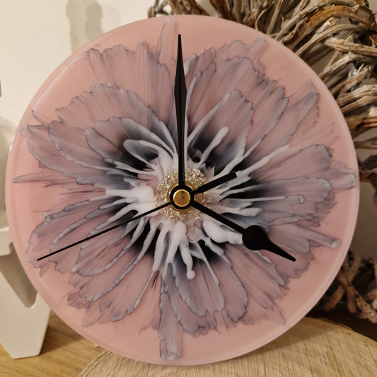 Bloom Clock - Black and Pink