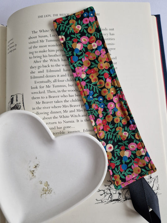 Vintage Liberty tan berry print bookmark 