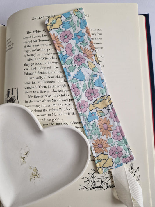Vintage Liberty Print Bookmark - Lemon and Blue Flowers
