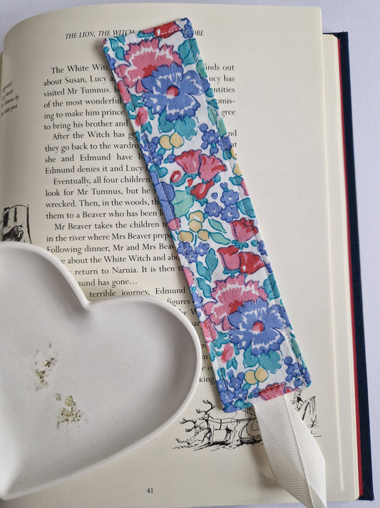 Vintage Liberty Print Bookmark - Pink and Blue Flowers