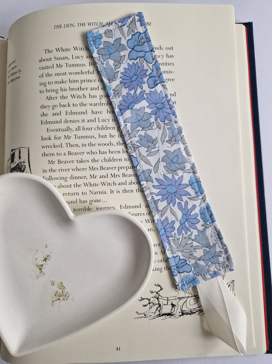 Vintage Liberty Print Bookmark - Lilac Blue Flowers