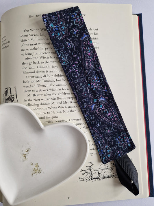 Vintage Liberty Print Bookmark - Black Paisley