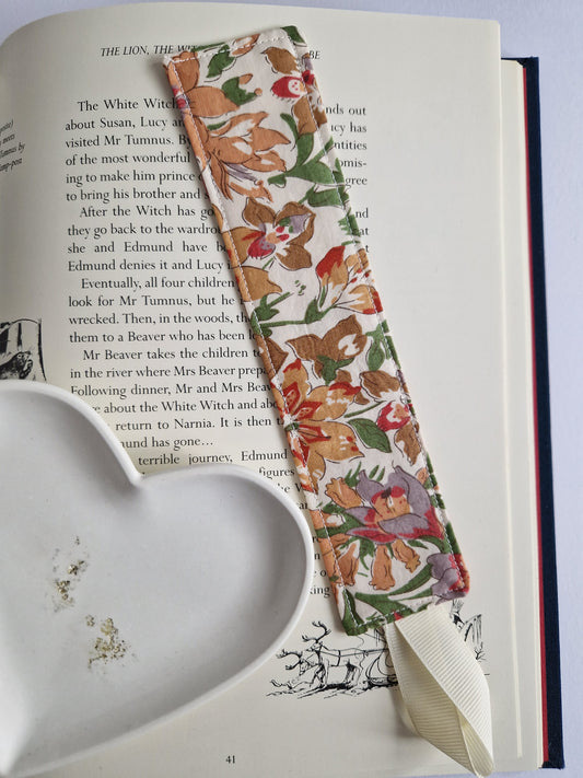 Vintage Liberty Print Bookmark - Cream and Beige Floral