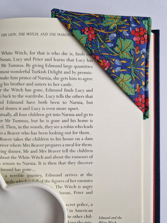 Vintage Liberty Print Corner Bookmark - Blue and Green