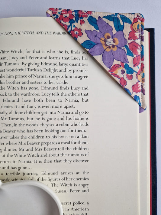 Vintage Liberty Print Corner Bookmark - Lilac and Pink