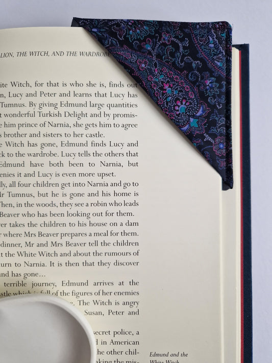 Vintage Liberty Print Corner Bookmark - Black Paisley