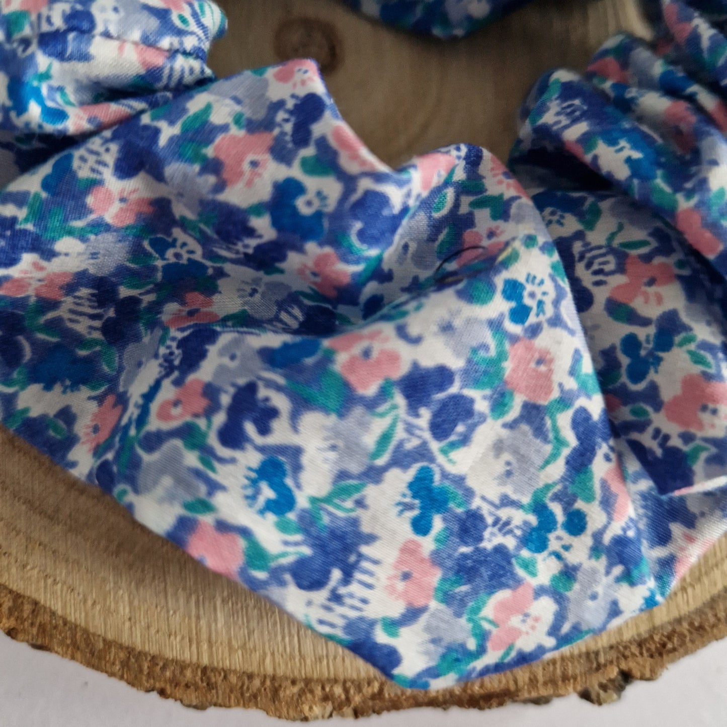 Vintage Liberty Print Hair Scrunchie - Blue Ditsy Floral