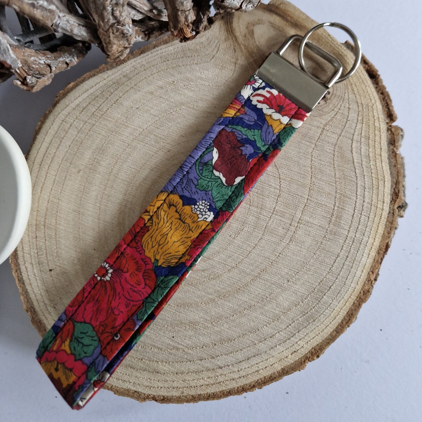 Vintage Liberty Print Wrist Keyring - Deep Red