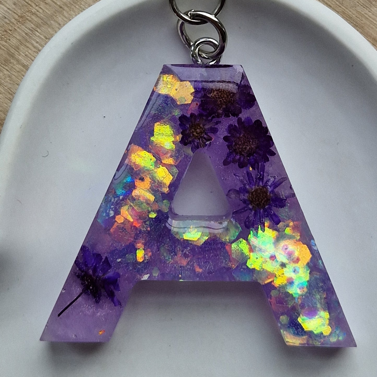 Resin Initial Keyring - Letter A