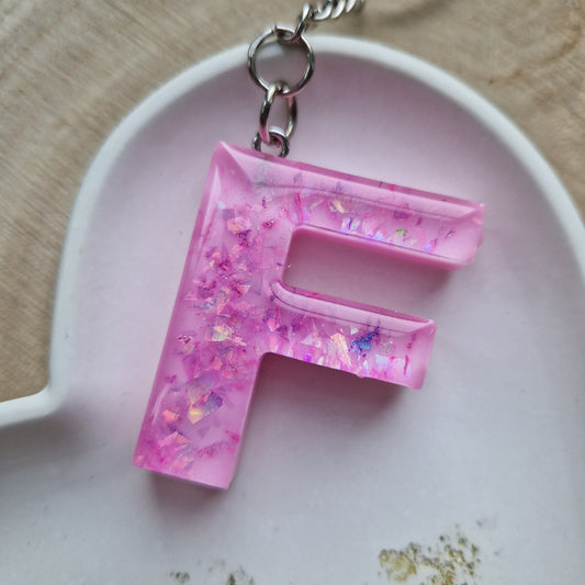 Resin Initial Keyring - Letter F