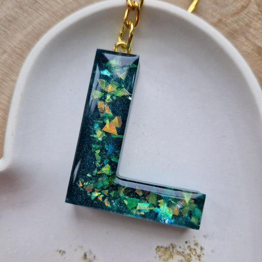 Resin Initial Keyring - Letter L