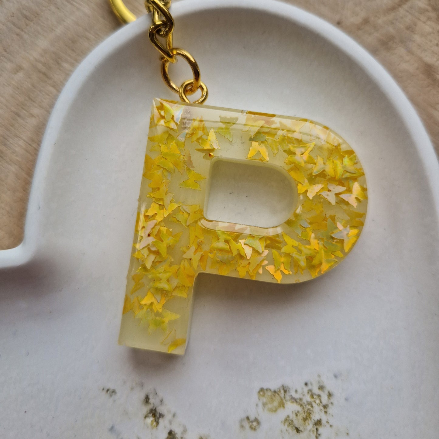 Resin Initial Keyring - Letter P