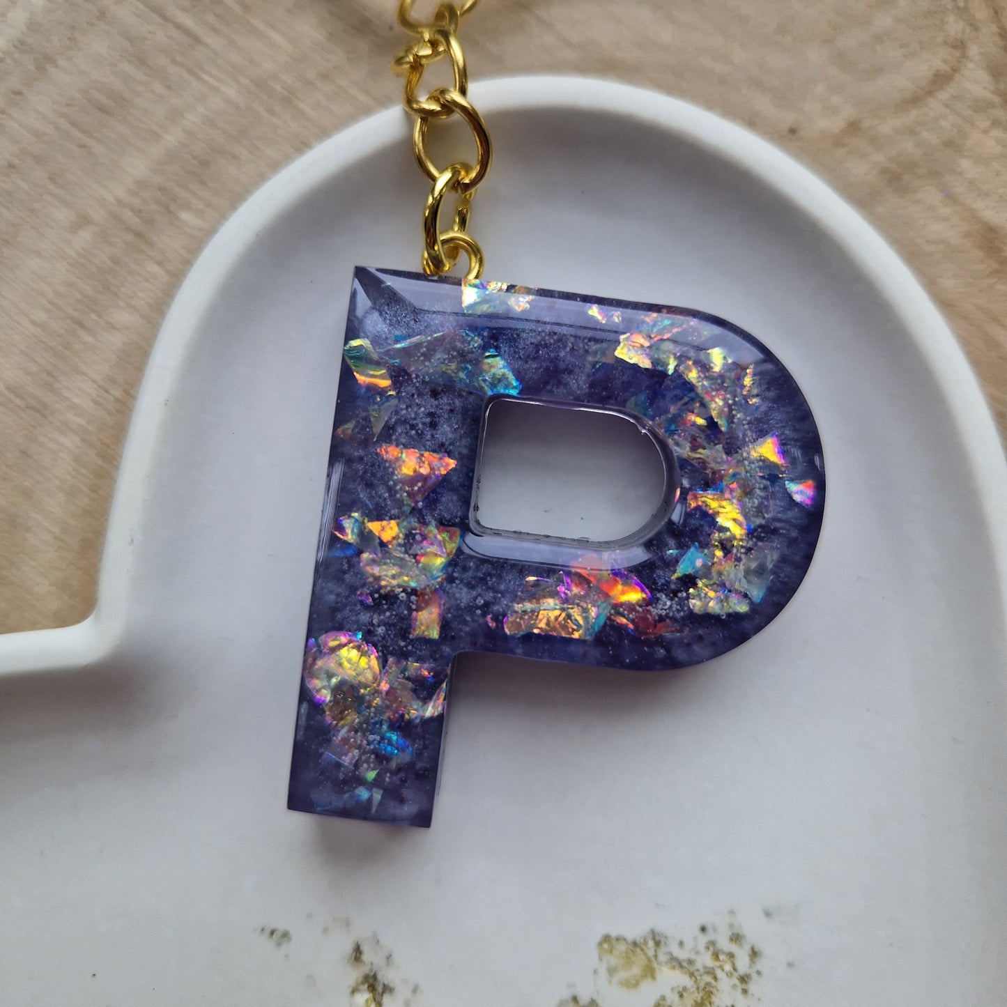 Resin Initial Keyring - Letter P