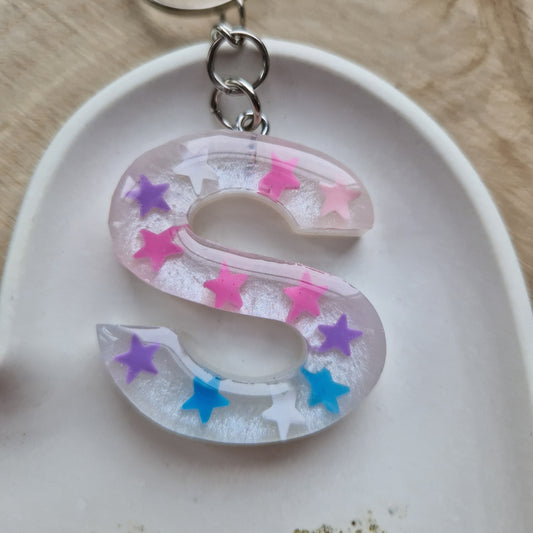 Resin Initial Keyring - Letter S