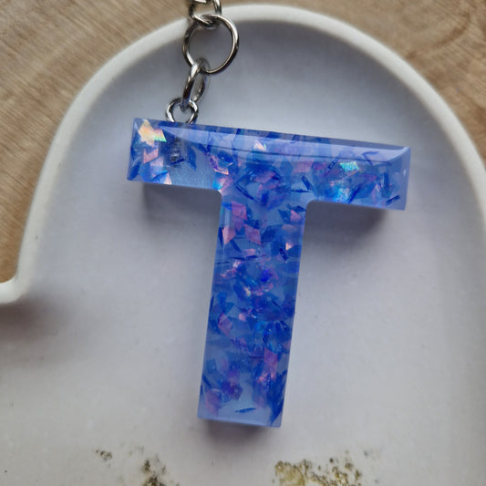 Resin Initial Keyring - Letter T