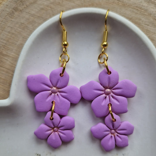 Clay Flower Earrings - Isabella in Lilac