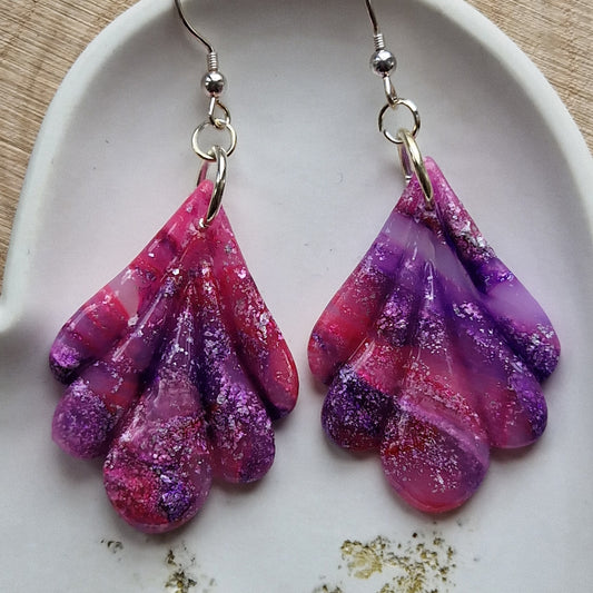 Clay Droplet Earrings - Lara in Pink and Purple