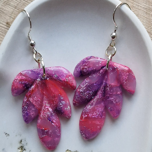 Clay Droplet Earrings - Emilia in Pink and Purple