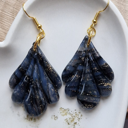 Clay Droplet Earrings - Lara in Black