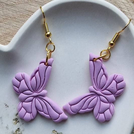 Clay Butterfly Earrings - Serena in Lilac