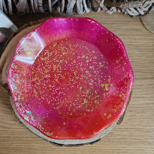 Wavy Trinket Dish - Hot Pink Sparkle