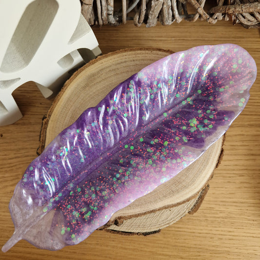 Feather Trinket Dish - Purple Sparkle
