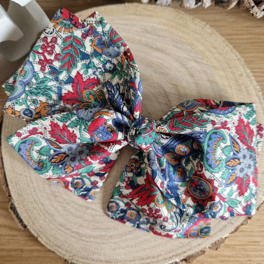 Vintage Liberty Print Hair Bow - Red and Blue