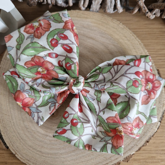 Vintage Liberty Print Hair Bow - Red Rosehip