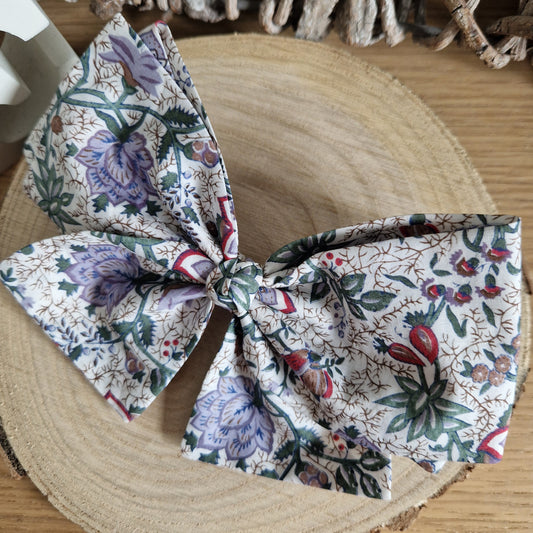 Vintage Liberty Print Hair Bow - Lilac Paisley Flower