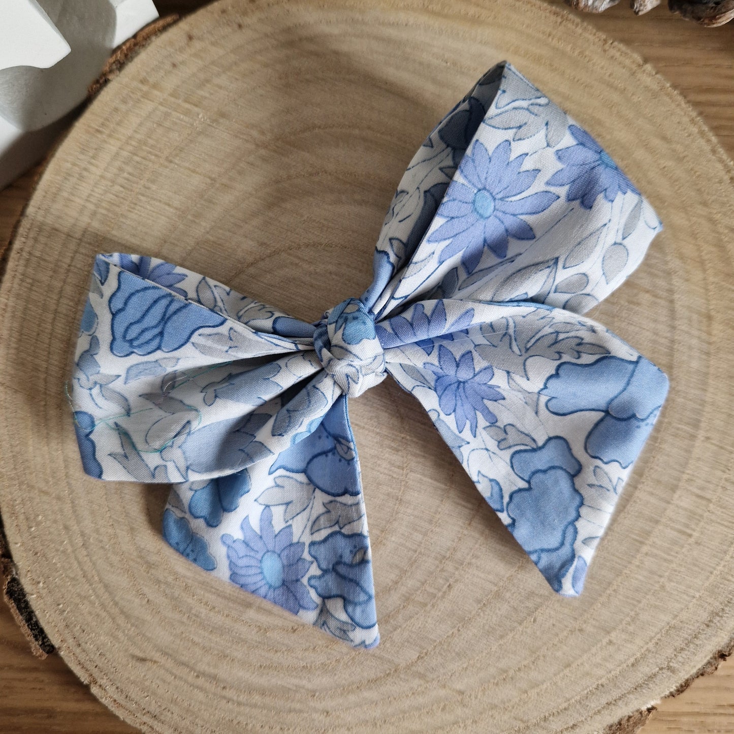 Vintage Liberty Print Mini Hair Bow - Blues