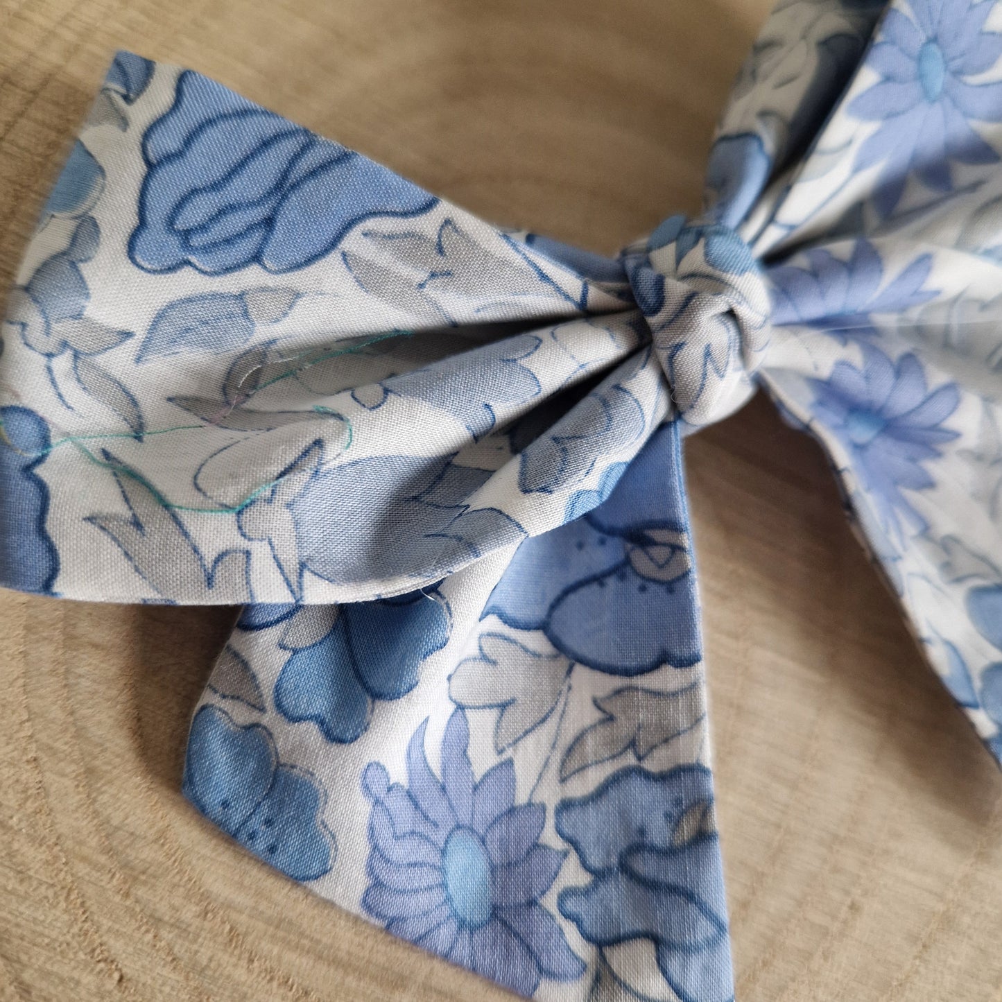 Vintage Liberty Print Mini Hair Bow - Blues