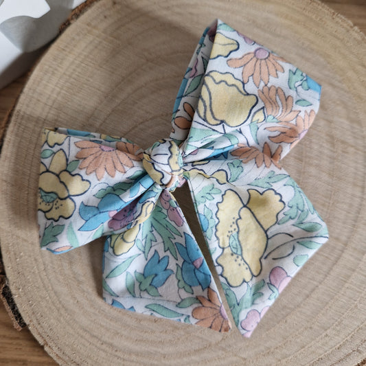 Vintage Liberty mini hair bow - yellow floral print