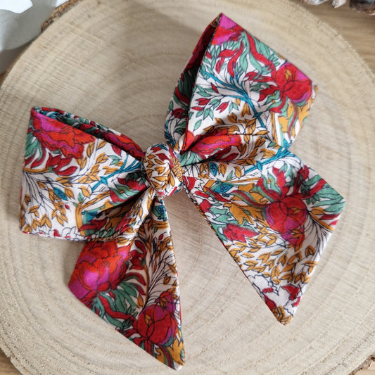 Vintage Liberty mini hair bow - red floral print