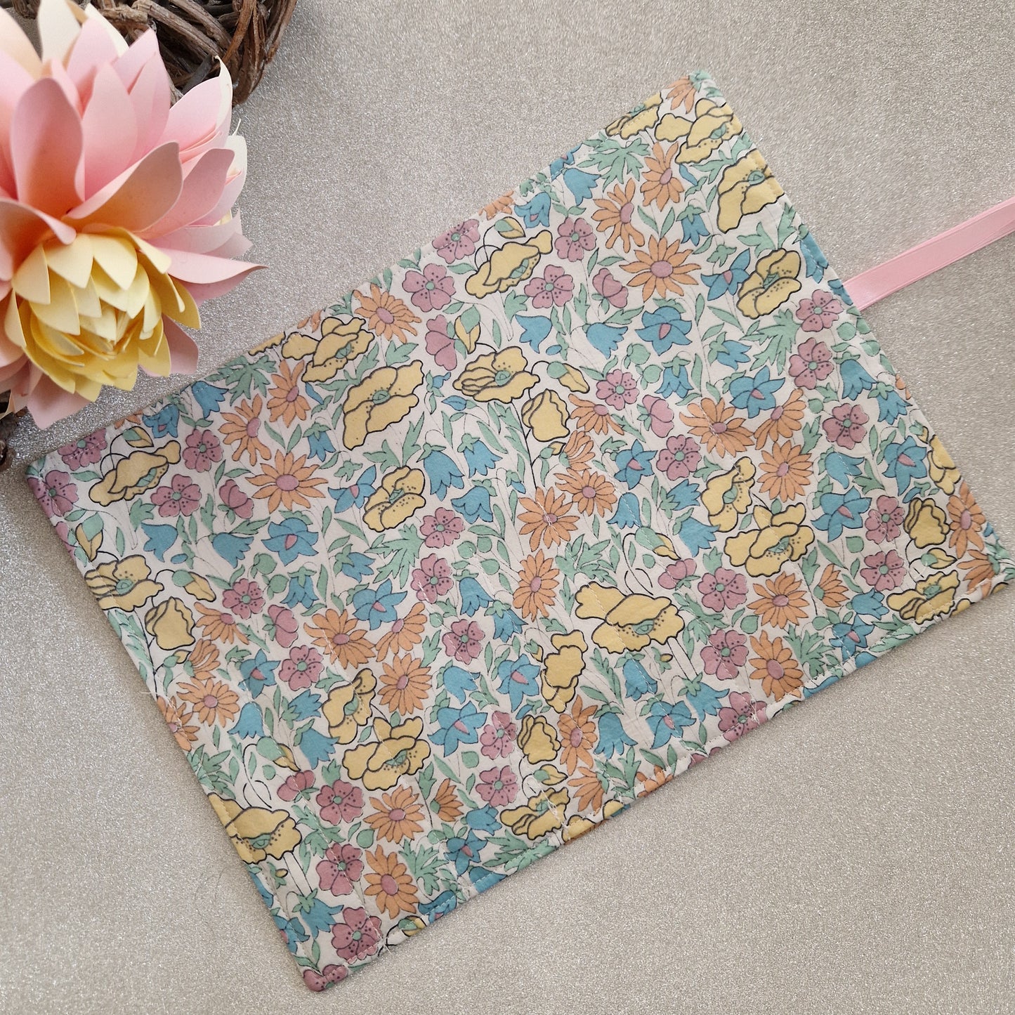 Vintage Liberty Print Brush Roll - Lemon and Pink