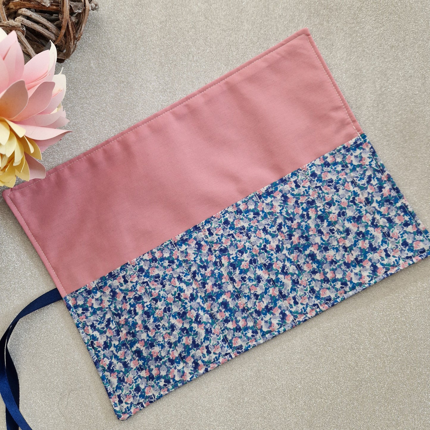 Vintage Liberty Print Brush Roll - Blue Ditsy Floral