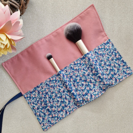 Vintage Liberty Print Brush Roll - Blue Ditsy Floral