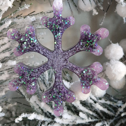 Resin Snowflake Decoration - Orchid Sparkle