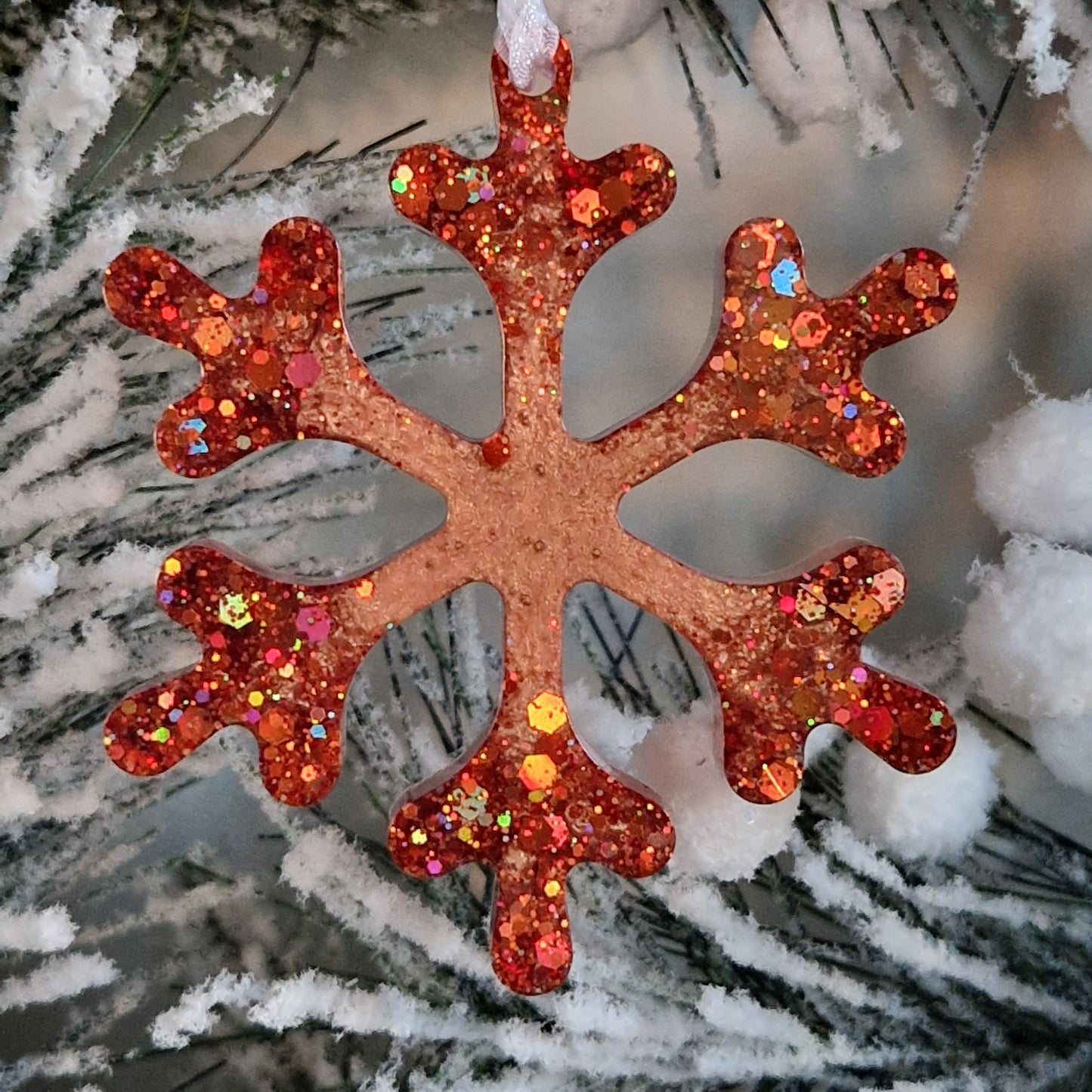 Resin Snowflake Decoration - Rose Gold Sparkle