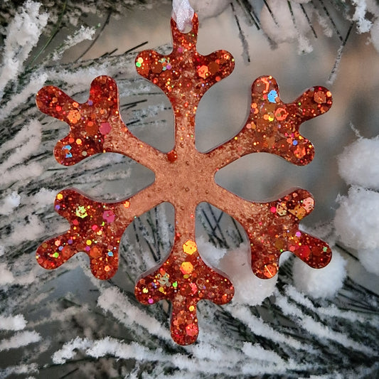 Resin Snowflake Decoration - Rose Gold Sparkle