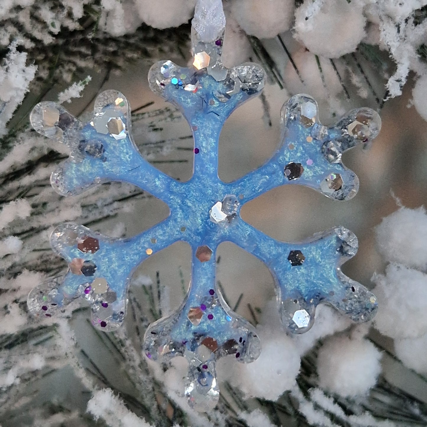 Baby blue resin snowflake decoration