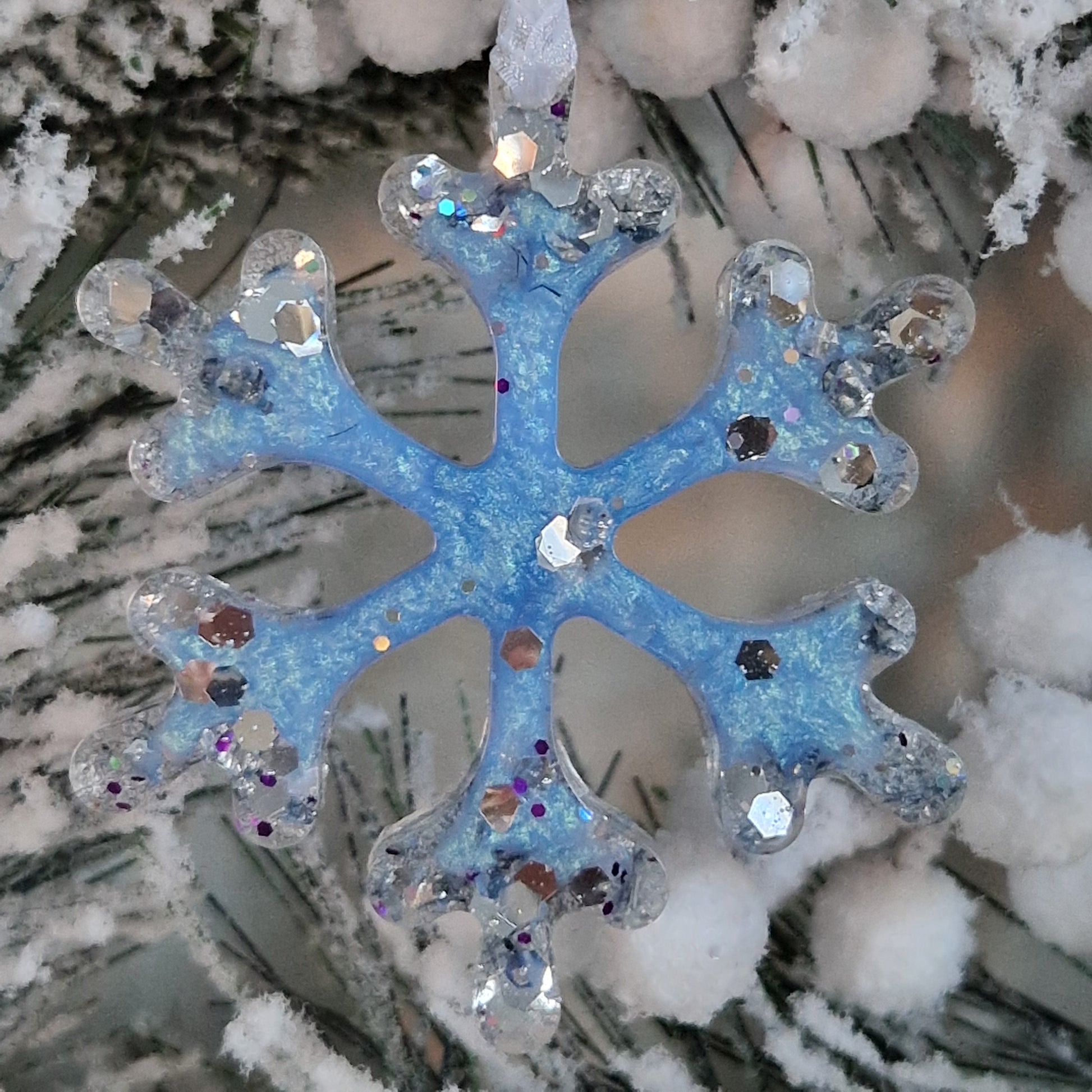 Baby blue resin snowflake decoration